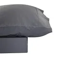 Odyssey Living Charcoal 100% Cotton Sheet Set - Queen, Queen Flat: 245 x 270cm | Fitted: 152 x 203cm + 40cm | Pillowcases (2): 48 x 73 + 15cm