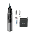 Philips Series 3000 Ear, Eyebrow & Nose Trimmer with 2 Eyebrow Combs & Pouch, Showerproof and Fully Washable, Black & Grey, NT3650/16