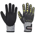 Portwest Unisex Anti Impact Cut Resistant Gloves, Grey/Black, Medium