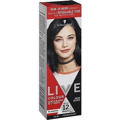Schwarzkopf LIVE Colour Deep Black, Semi-permanent hair colour, lasts up to 12 washes
