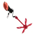 Cressi Squid Foldable Anchor Set - Foldable Anchor + 10m of Rope with Float and Hooking Carabiner, for SUPs, Kayaks and Small Inflatable Boats, Red, Unisex