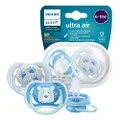 Philips Avent Ultra Air Dummy Breathable Orthodontic BPA 6-18 Months Pack of 2 Blue, SCF085/03