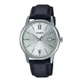 Casio MTP-V002L-7B3UDF Wrist Watch, Black Leather Band /Silver face