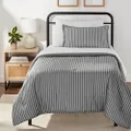 Amazon Basics Lightweight Microfiber Bed-in-a-Bag Comforter 5-Piece Bedding Set, Twin/Twin XL, Gray Pinstripe, Striped