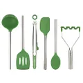 Tovolo Silicone Utensil Set of 6 for Meal Prep, Cooking, Baking, and More - Pesto