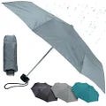 Lewis N. Clark Portable Mini Travel Umbrella, Windproof & Water Repellent Fabric, Grey, Compact