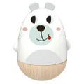 Tooky Toy Wind Up Musical Wobble Roly Poly Tumbler Wooden Bear with Chime Lullaby for Babies