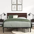 Zinus Double Bed Frame, Figari Bamboo and Metal Industrial Bed Frame, Solid Wood, Bedroom Furniture, Brown