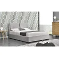 HEQS Rebecca Fabric Gas Lift Bed, Queen, Light Grey, Polyester Upholstery, MDF & Steel Frame, Foam Padding, Bedroom Furniture