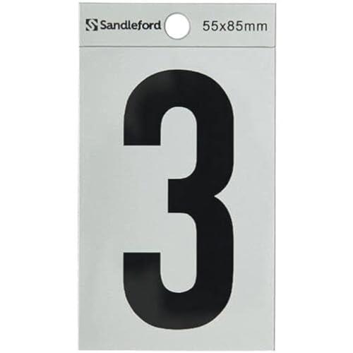 Sandleford Self Adhesive 4 Number, Silver, 85 mm