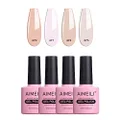 AIMEILI Nude Pink Gel Nail Polish Soak Off U V LED Neutral Skin Tone Gel Polish Colors for Nail Art DIY Gel Nail Manicure Kit Set Of 4pcs X 10ml - Kit Set 24