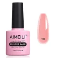 AIMEILI 5 in 1 Builder Base Nail Polish Gel, Strengthener Gel Translucent Cover Soft Nude Color Jelly Gel Hard Gel Nail Extension Nail Enhancement Reinforce Lacquer Gel 10ML-164