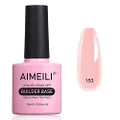 AIMEILI 5 in 1 Builder Base Nail Polish Gel, Strengthener Gel Translucent Cover Soft Nude Color Jelly Gel Hard Gel Nail Extension Nail Enhancement Reinforce Lacquer Gel 10ML-153