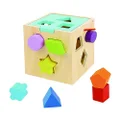 Tooky Toy Shape SORTER with 12-Piece Wooden Blocks: Colourful Wooden Blocks Montessori Educational Set