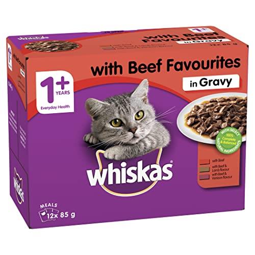 Whiskas Favourites with Beef Cat Wet Food 85 g (Pack of 60)
