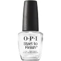 OPI Start to Finish, 3-in-1 Treatment, Base Coat, Top Coat, Nail Strengthener, Vitamin A and E, Vegan Formula, Long Lasting Shine, Up to 7 Days of Wear as Top Coat, Clear, 15ml