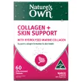 Nature's Own Collagen + Skin Support Tablets 60 - Supports Collagen Formation, Skin, Hair, & Nail Health - Reduces Free Radicals formed in the body- Effervescent, Mango Flavoured
