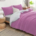 Luxor 2 in 1 Teddy Fleece Sherpa Quilt Doona Duvet Cover Set and Blanket in 6 Colors (Lilac, Single)
