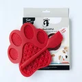 Mimi & Munch Silicone Suction Cup Paw Lick Mat with Spatula, Red
