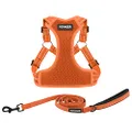 Best Pet Supplies Voyager Adjustable Dog Harness Leash Set with Reflective Stripes for Walking Heavy-Duty Full Body No Pull Vest with Leash D-Ring, Breathable All-Weather - Harness (Orange), L
