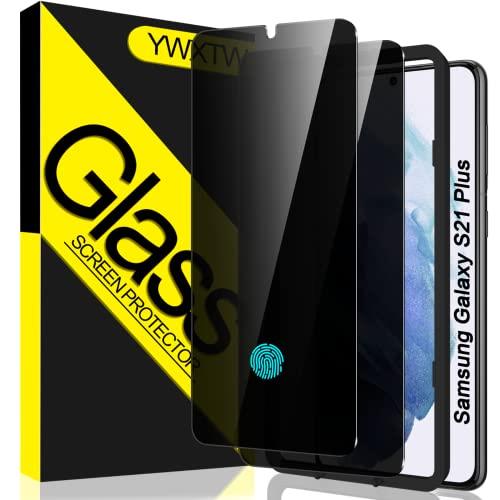 YWXTW [2 Pack] Designed for Samsung Galaxy S21 Plus 6.7” Privacy Screen Protector,[Support Fingerprint Unlock] Anti-Spy 9H Tempered Glass Film, Anti-Scratch Bubble Free with Easy Install Frame