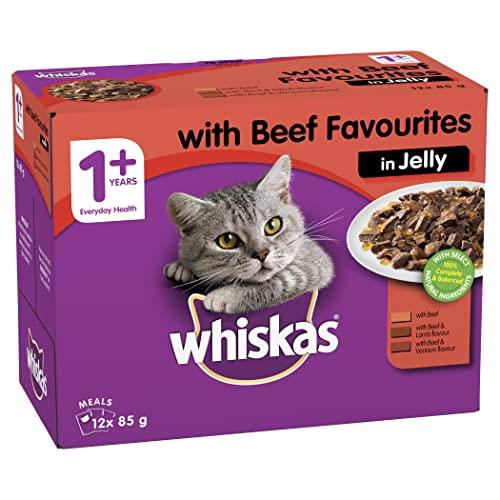 Whiskas Favourites Beef in Jelly Cat Wet Food 85g (Pack of 60)
