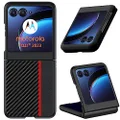 Miimall Compatible for Motorola Razr+ 2023 Case, Scratch-Resistant Ultra-Thin Full Coverage Anti-Fingerprint Shells Bumper Case for Motorola Razr Plus 2023 - Black/Red