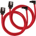 Corsair 60cm Red Premium Braided Sleeved 90° SATA Data Cable, CC-8900284