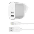 Belkin F8J230au04-SLV Boost Charge 2-Port Home Charger + Lightning to USB-A Cable, Silver