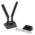 EDIMAX Wi-Fi Adapter : Wi-Fi 6 AX3000 Wi-Fi 6 802.11ax Dual Band + Bluetooth 5.0 PCI Express Wireless Adapter w/External Antenna, Up to 3000Mbps, WPA3 Support + OFDMA + MU-MIMO, EW-7833AXP, Black