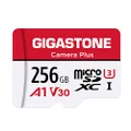 Gigastone 256GB Micro SD Card, Camera Plus, Nintendo Switch Compatible, R/W 100/80MB/s, 4K Video Recording, Micro SDXC UHS-I A1 U3 Class 10, with Adapter