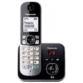 Panasonic DECT Digital Cordless Phone with Built-in Answering Machine and 1 Handset (KX-TG6821ALB), Black & Silver