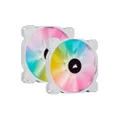CORSAIR iCUE SP140 RGB Elite Performance 140 mm PWM Dual Fan Kit with iCUE Lighting Node CORE (CORSAIR AirGuide Technology, Eight Addressable RGB LEDs, Low-Noise 18 dBA, Up to 1,200 RPM) White