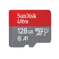 SanDisk 128GB Ultra microSDXC Card + SD Adapter up to 140 MB/s with A1 App Performance, UHS-I, Class 10, U1, Black (SDSQUAB-128G-GN6MA)