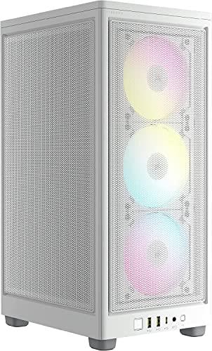 CORSAIR iCUE 2000D RGB AIRFLOW Mini-ITX PC Case - Mini-ITX Form-Factor - Steel Mesh Panels - Three-Slot GPU Support - 3x AF120 RGB SLIM Fans Included - iCUE Lighting Node CORE Controller – White