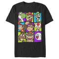 Nintendo Men's Super Mario Yoshi Luigi Bowser & Gang Box-up T-Shirt, Black, XX-Large
