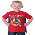 Disney Little Boys' Toddler Mickey Mouse Super Short Sleeve Cape T-Shirt, Red/Royal, 5T