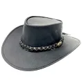 Jacaru Australia 1001 Kangaroo Leather Hat, Black, Small