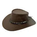 Jacaru Australia 1001 Kangaroo Leather Hat, Brown, Small