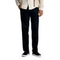 Haggar Men's Premium No Iron Khaki Straight Fit & Slim Fit Flat Front Casual Pant, Black, 36W x 29L