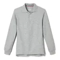 French Toast Boys' Long-Sleeve Pique Polo Shirt, Heather Gray, 4-5