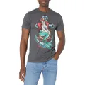 Disney Men's Little Mermaid Ariel Anchor Graphic T-Shirt Charcoal Heather