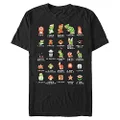 Nintendo Men's Pixel Cast T-Shirt, Black, 3X-Large
