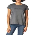Calvin Klein Womens Short Sleeve Crew Neck Logo T-Shirt, Heather Charcoal, X-Small