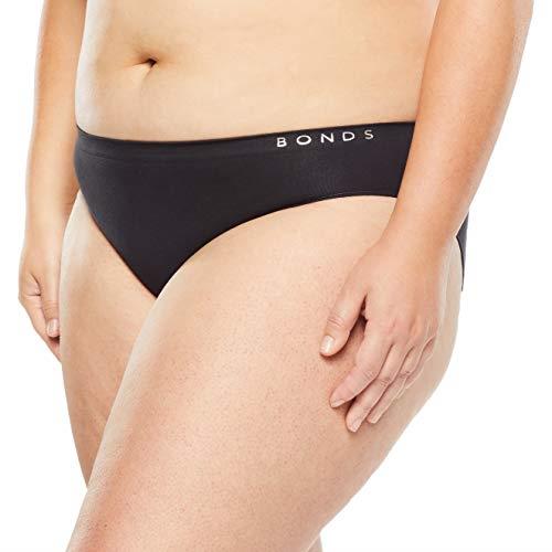 Bonds Women's Cotton Rich Comfytails Side Seamfree Bikini Brief, Black, 12