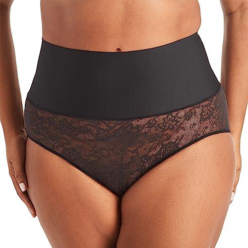 Maidenform Flexees Women's Tame Your Tummy Brief, Black lace, Large