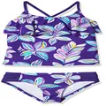 Kanu Surf Girls' Charlotte Flounce Tankini Beach Sport 2-Piece Swimsuit, Charlotte Purple Floral, 12