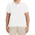 Nautica Young Men's Uniform Short Sleeve Stretch Pique Polo, White, 34-35