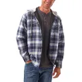 Wrangler Authentics Men's Long Sleeve Quilted Lined Flannel Shirt Jacket with Hood, Vintage Night, Small