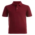 Nautica Boys' Big School Uniform Short Sleeve Polo Shirt, Button Closure, Comfortable & Soft Pique Fabric, Burgundy, 4